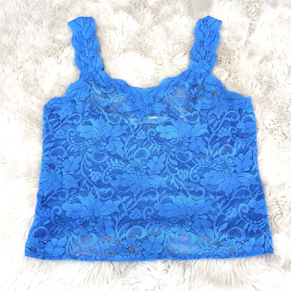 Victoria’s Secret VTG 1991 Blue Chemise Camis Camisole Lace Adjustable Straps